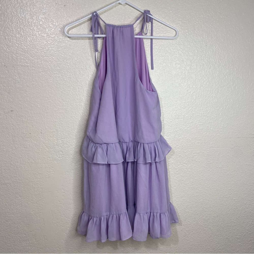 Revolve Lovers + Friends Pastel Lilac Banks Ruffle Mini Dress Size Small - Picture 9 of 10